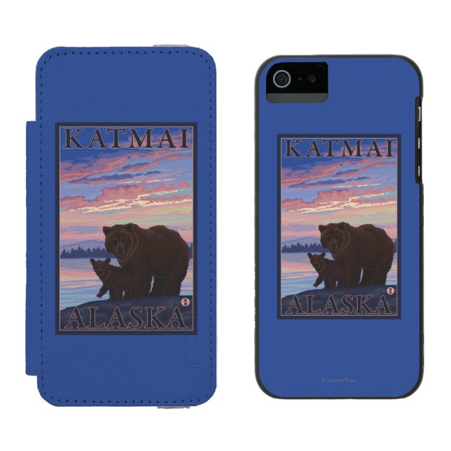 Bear and Cub - Katmai, Alaska Incipio iPhone Wallet Case (Side by Side)