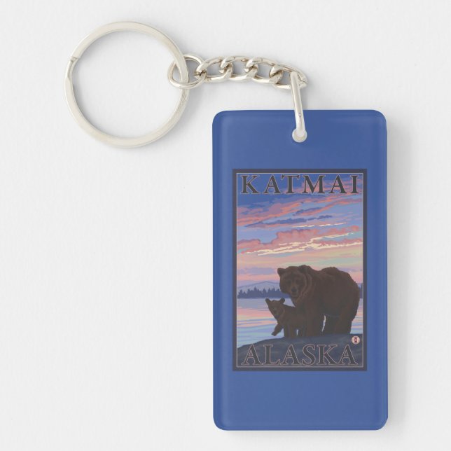 Bear and Cub - Katmai, Alaska Key Ring (Front)