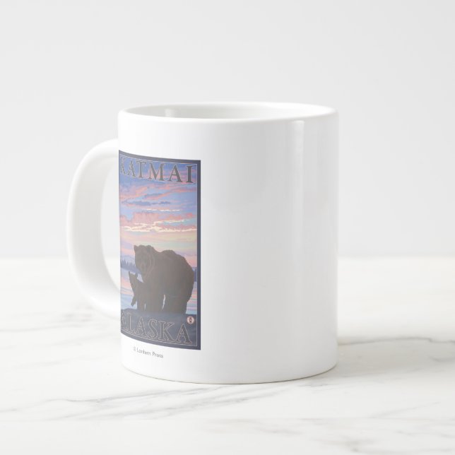 Bear and Cub - Katmai, Alaska Large Coffee Mug (Front Left)