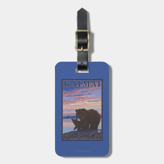 Bear and Cub - Katmai, Alaska Luggage Tag (Front Vertical)