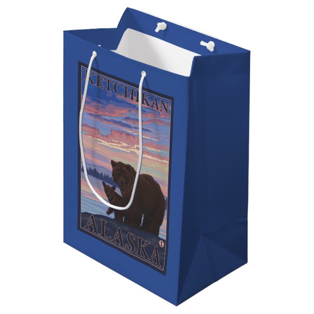 Bear and Cub - Ketchikan, Alaska Medium Gift Bag (Front Angled)