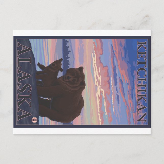 Bear and Cub - Ketchikan, Alaska Postcard (Front)