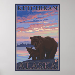 Bear and Cub - Ketchikan, Alaska Poster