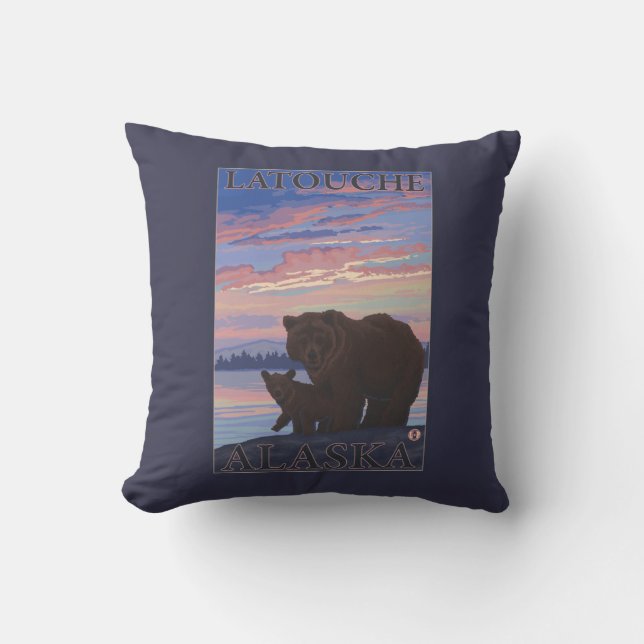 Bear and Cub - Latouche, Alaska Cushion (Front)