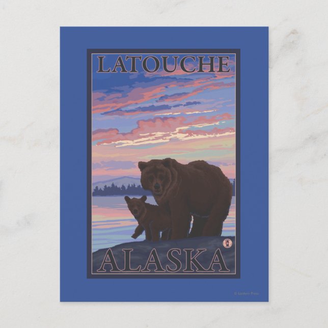 Bear and Cub - Latouche, Alaska Postcard (Front)