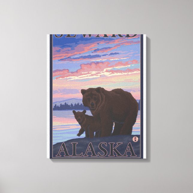 Bear and Cub - Seward, Alaska Canvas Print (Front)