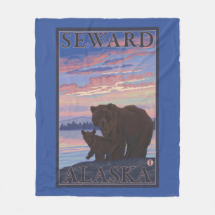 Bear and Cub - Seward, Alaska Fleece Blanket