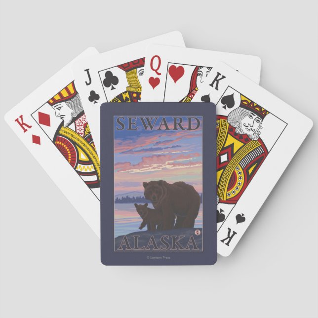 Bear and Cub - Seward, Alaska Playing Cards (Back)