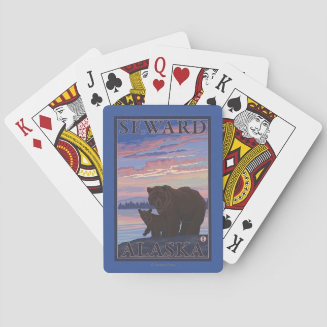 Bear and Cub - Seward, Alaska Playing Cards (Back)