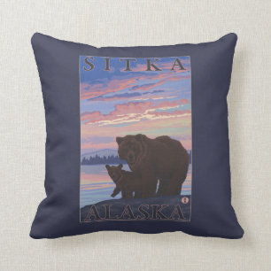 Bear and Cub - Sitka, Alaska Cushion