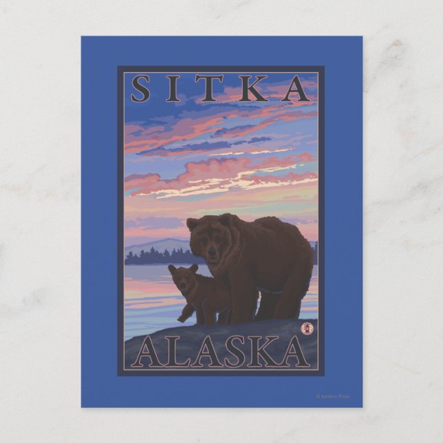 Bear and Cub - Sitka, Alaska Postcard (Front)
