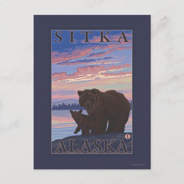 Bear and Cub - Sitka, Alaska Postcard (Front)