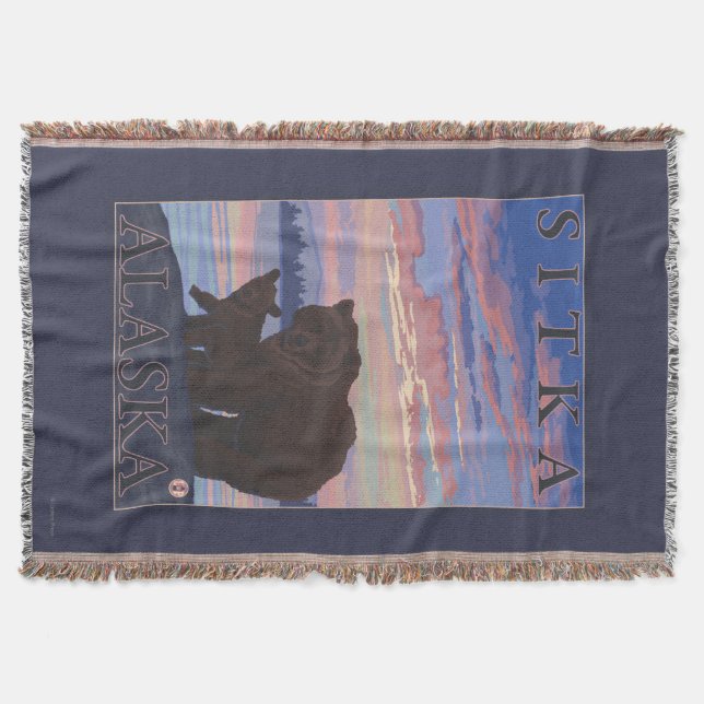 Bear and Cub - Sitka, Alaska Throw Blanket (Front)