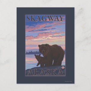 Bear and Cub - Skagway, Alaska Postcard