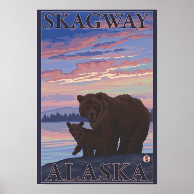 Bear and Cub - Skagway, Alaska Poster (Front)