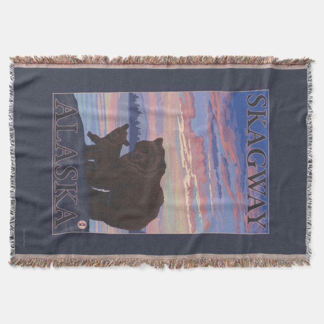 Bear and Cub - Skagway, Alaska Throw Blanket (Front)
