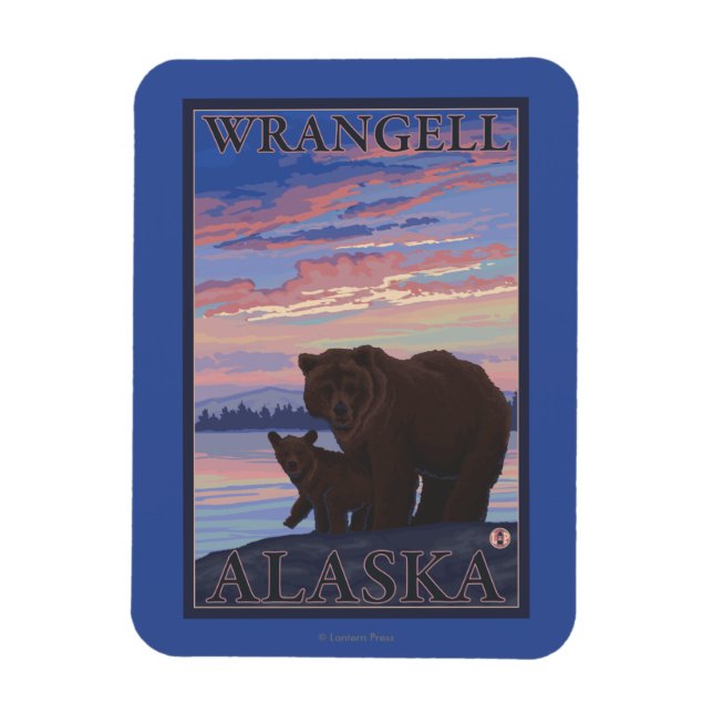 Bear and Cub - Wrangell, Alaska Magnet (Vertical)