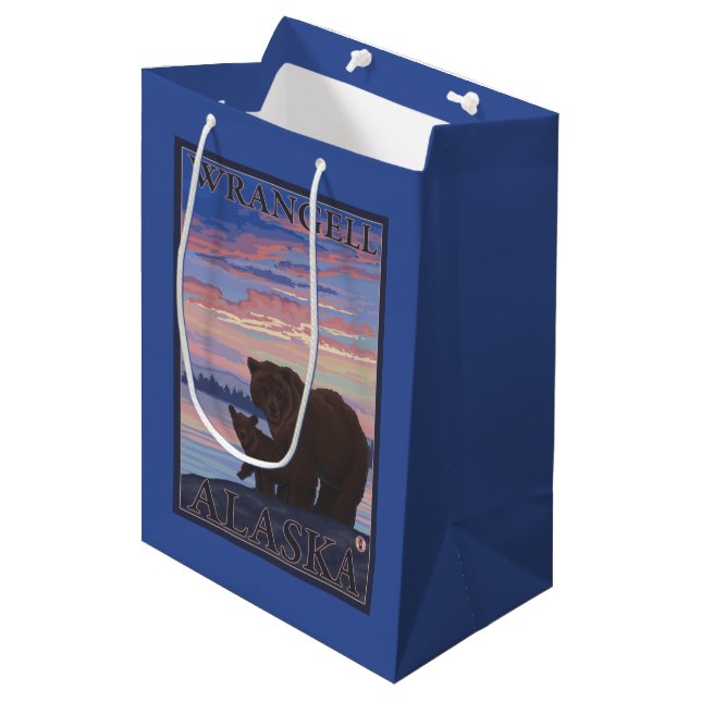 Bear and Cub - Wrangell, Alaska Medium Gift Bag (Front Angled)
