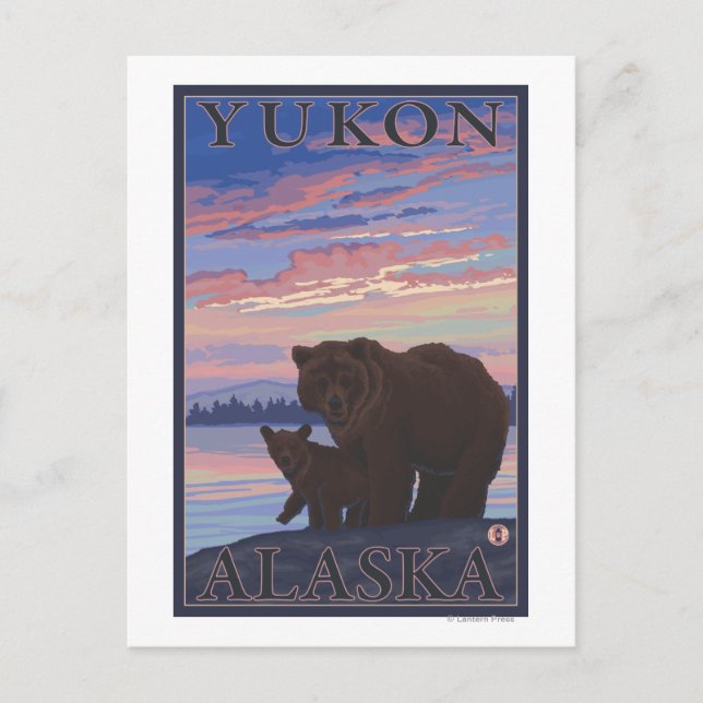 Bear and Cub - Yukon, Alaska Postcard (Front)