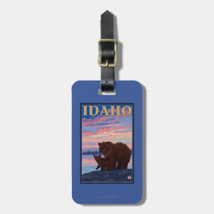 Bear and CubIdahoVintage Travel Poster Luggage Tag