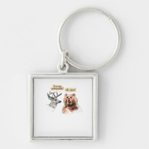 Bear And Deer Conversation Funny Wildlife Design  Key Ring