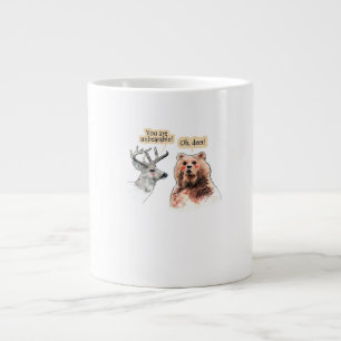 Bear And Deer Conversation Funny Wildlife Design Large Coffee Mug
