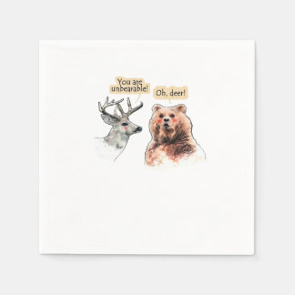 Bear And Deer Conversation Funny Wildlife Design Napkin