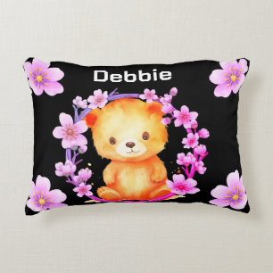 bear and flowers decorative cushion