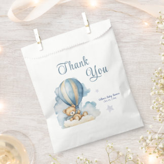 Bear And Flying Ballons Blue Favour Bag