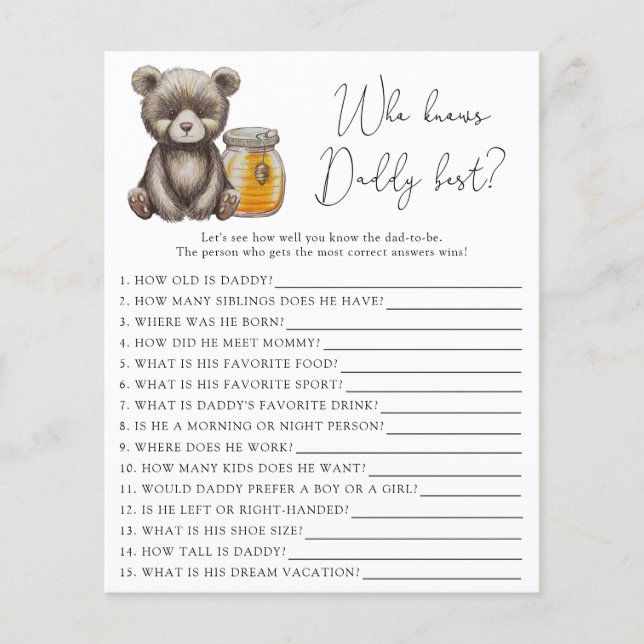 Bear and honey - Who knows Daddy best (Front)