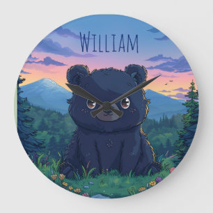 Bear and Mountains Kids Nursery Clock