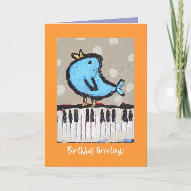 bear and piano, Birthday Greetings card (Front)