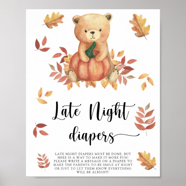 Bear and Pumpkin \ Late night diapers game  Poster (Front)