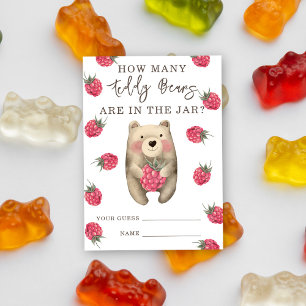 Bear and raspberries - guess how many teddy bears enclosure card