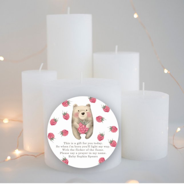 Bear and raspberries - prayer candle label (Creator Uploaded)