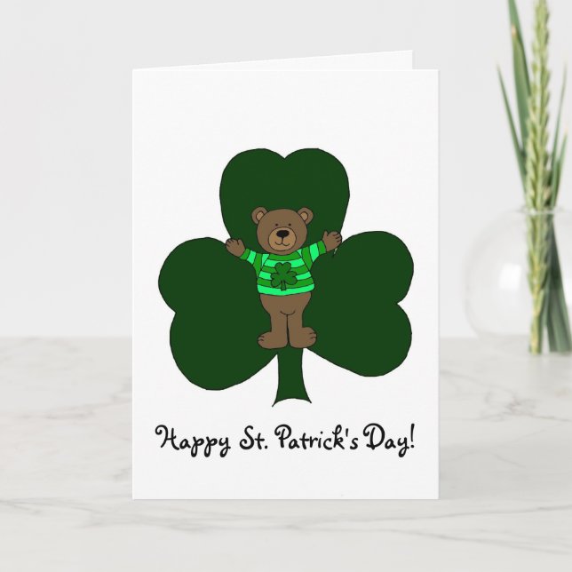 Bear and Shamrock on white Card (Front)