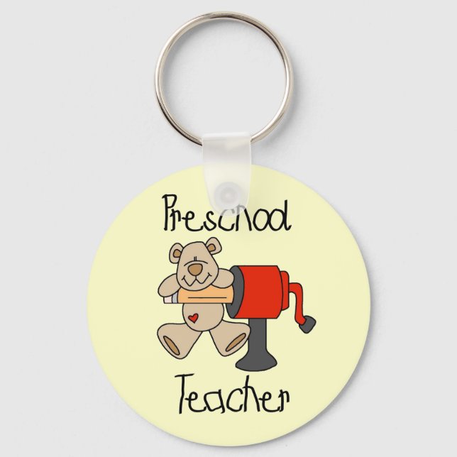 Bear and Sharpener Preschool Teacher Key Ring (Front)