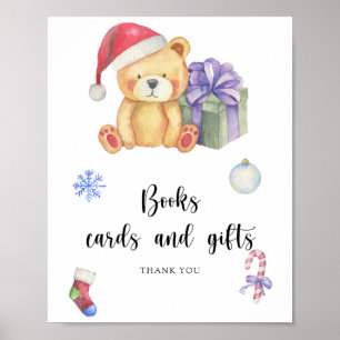 Bear and xmas gift - books cards and gifts poster