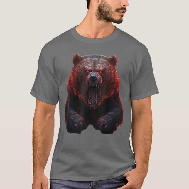 Bear Angry Grizzly Bear Dangerous Horror Bear frie T-Shirt (Front)