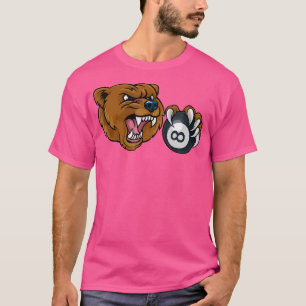 Bear Angry Pool 8 Ball Billiards Cartoon T-Shirt