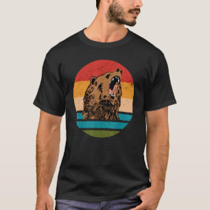 Bear Angry Roar Retro Sunset Angry Bear T-Shirt
