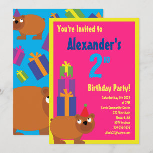 Bear Animal Kid's Birthday Party Invitations