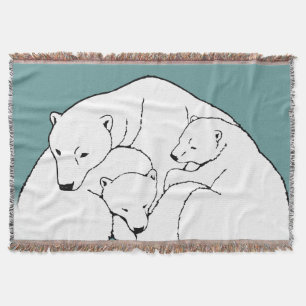 Bear Art Blanket Mother & Cubs Bear Throw Blanket