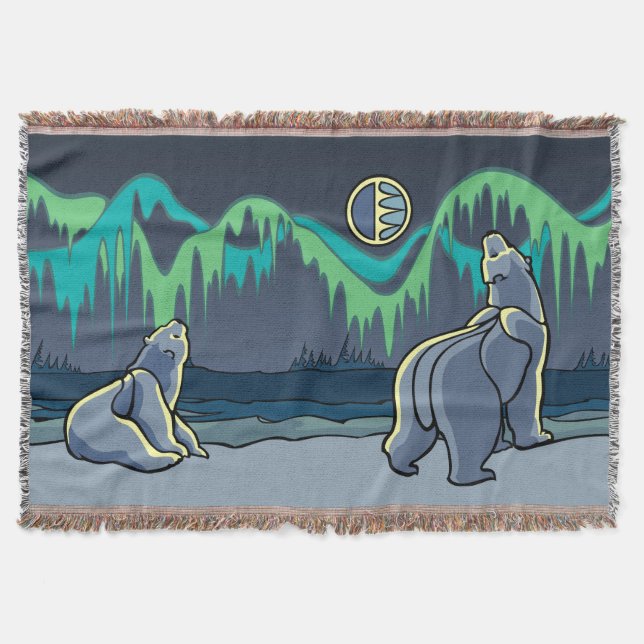 Bear Art Blanket Native Polar Bear Throw Blanket (Front)