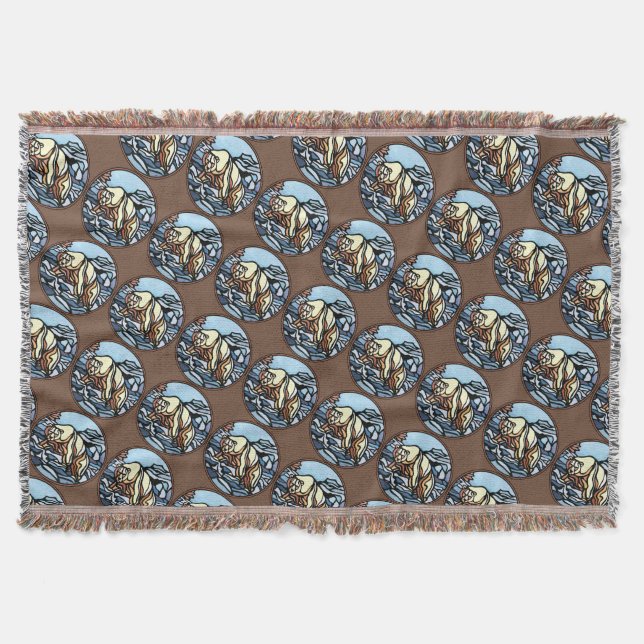 Bear Art Blanket Native Polar Bear Throw Blanket (Front)