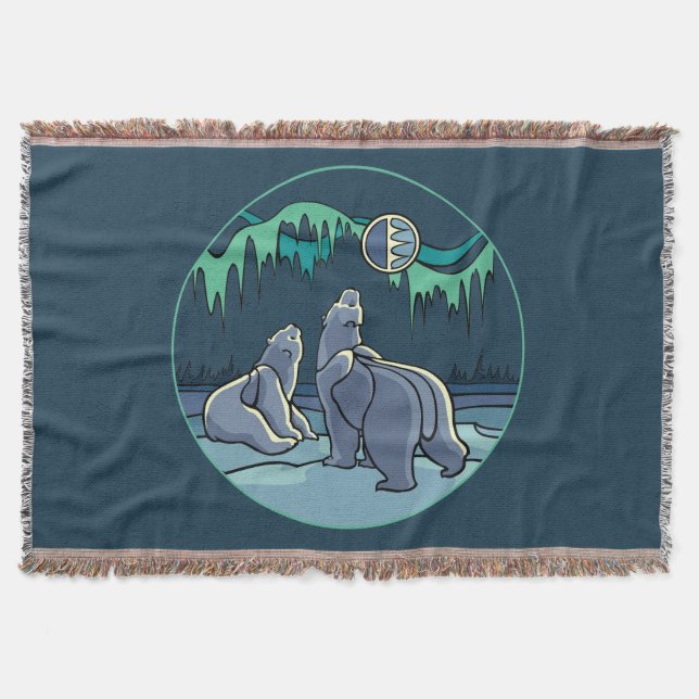 Bear Art Blanket Native Polar Bear Throw Blanket (Front)