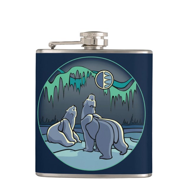 Bear Art Flask Custom Native Bear Drink Flask (Front)