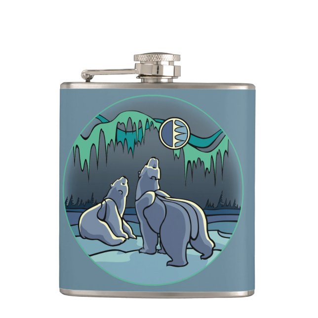 Bear Art Flask Custom Native Bear Drink Flask (Front)