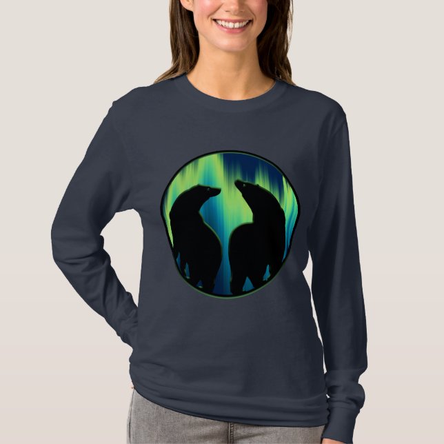 Bear Art Shirt Northern Lights Bear T-shirts Gifts (Front)