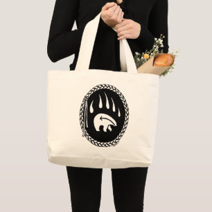 Bear Art Tote Bag Tribal Wildlife Art Shopping Bag